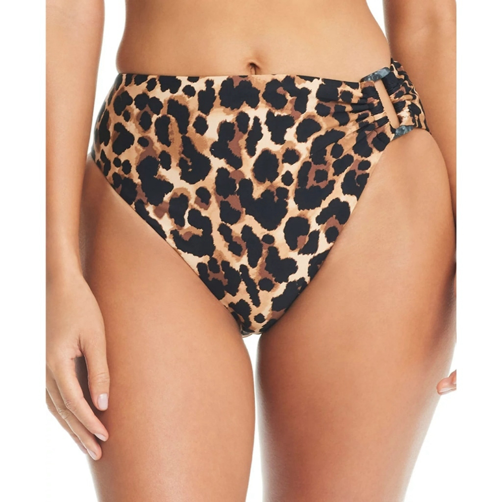 Bar III Women's Size Medium Cheetah-Print Bikini High-Waisted Bottoms NWT